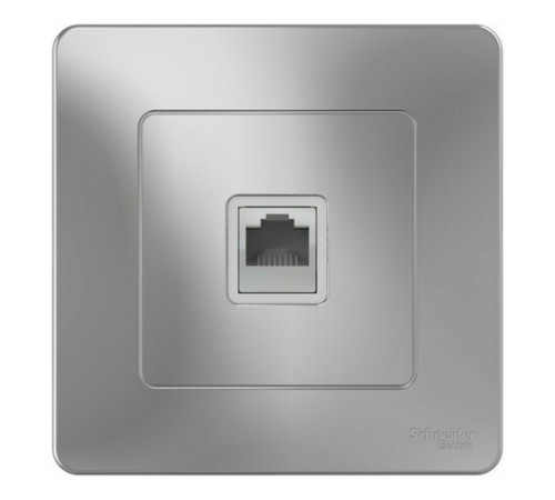 Розетка телефонная RJ11 Systeme Electric BLANCA, скрытый монтаж, алюминий, BLNIS011003