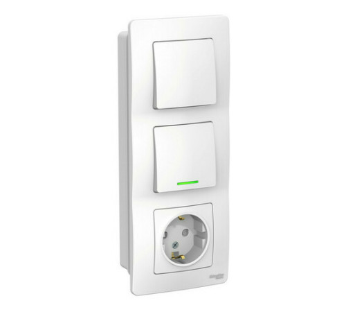 Блок розетка + выключатель Systeme Electric BLANCA с подсветкой, скрытый монтаж, белый, BLNBS101111