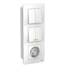 Блок розетка + выключатель Systeme Electric BLANCA с подсветкой, скрытый монтаж, белый, BLNBS102211