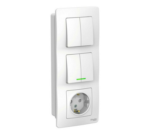 Блок розетка + выключатель Systeme Electric BLANCA с подсветкой, скрытый монтаж, белый, BLNBS102211