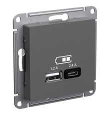 Розетка USB+USB type C Systeme Electric ATLASDESIGN, скрытый монтаж, базальт, ATN001439