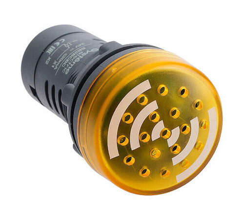 Зуммер с подсветкой желтый 24В DC прерывестый звук