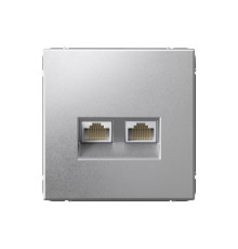 Розетка компьютерная двойная RJ45+RJ45 кат.6а Systeme Electric ARTGALLERY, скрытый монтаж, алюминий