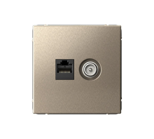 Розетка компьютерная 2xRJ45 Systeme Electric ARTGALLERY, скрытый монтаж, шампань, GAL000588