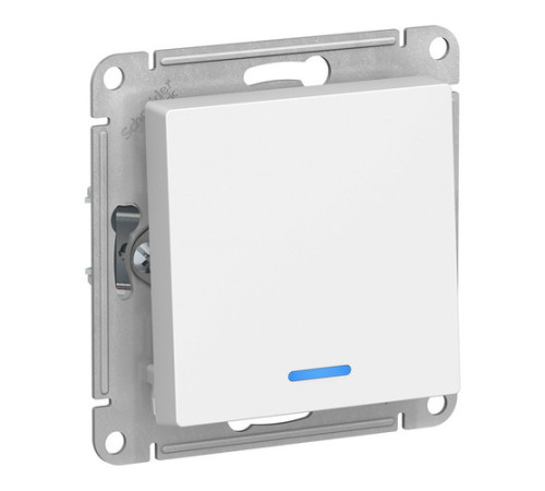 Выключатель 1-клавишный Systeme Electric ATLASDESIGN, с подсветкой, скрытый монтаж, белый