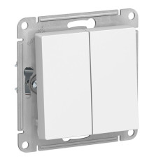 Выключатель 2-клавишный Systeme Electric ATLASDESIGN, скрытый монтаж, белый