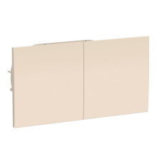 Розетка двухместная Systeme Electric ATLASDESIGN, скрытый монтаж, с заземлением, со шторками, винтовые клеммы, бежевый