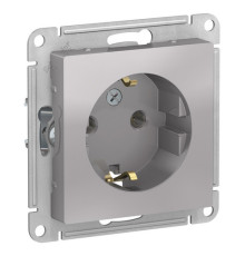 Розетка Systeme Electric ATLASDESIGN, скрытый монтаж, с заземлением, винтовые клеммы, алюминий