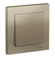 Выключатель 1-клавишный Systeme Electric ATLASDESIGN, скрытый монтаж, шампань