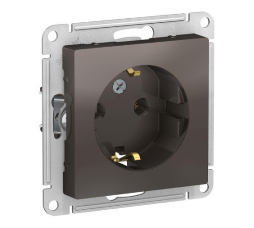 Розетка Systeme Electric ATLASDESIGN, скрытый монтаж, с заземлением, мокко