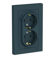 Розетка двухместная Systeme Electric ATLASDESIGN, скрытый монтаж, с заземлением, изумруд