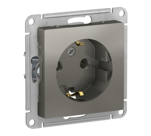 Розетка Systeme Electric ATLASDESIGN, скрытый монтаж, с заземлением, сталь