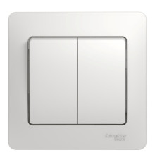 Выключатель 2-клавишный Systeme Electric GLOSSA, скрытый монтаж, белый