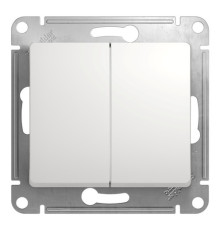 Переключатель 2-клавишный Systeme Electric GLOSSA, скрытый монтаж, белый