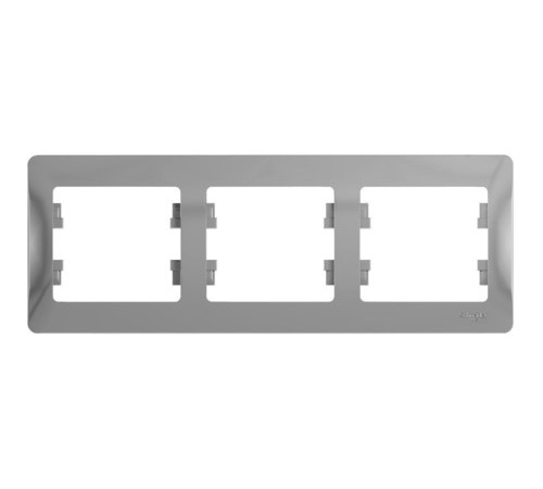 Рамка 3 поста Systeme Electric GLOSSA, горизонтальная, алюминий
