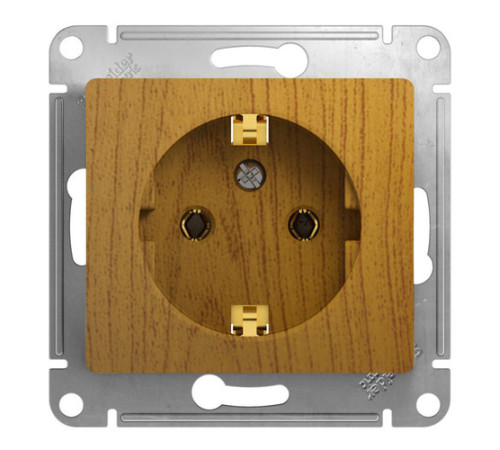 Розетка Systeme Electric GLOSSA, скрытый монтаж, с заземлением, дуб