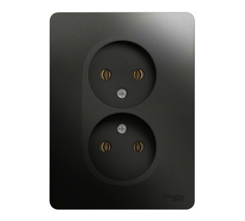 Розетка двухместная Systeme Electric GLOSSA, скрытый монтаж, без заземления, антрацит