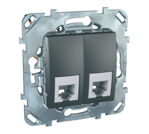 Розетка 2xRJ11 Schneider Electric UNICA TOP, графит