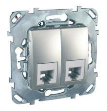 Розетка 2xRJ11 Schneider Electric UNICA TOP, алюминий