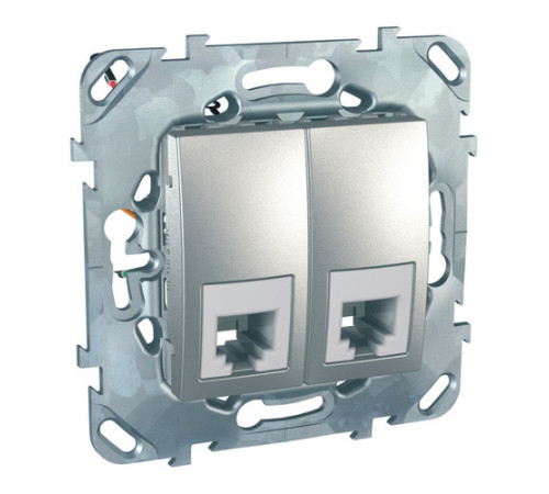 Розетка 2xRJ11 Schneider Electric UNICA TOP, алюминий