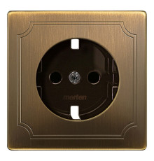 Накладка на розетку Schneider Electric MERTEN SYSTEM DESIGN, с заземлением, со шторками, античная латунь