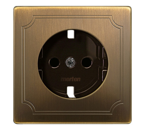 Накладка на розетку Schneider Electric MERTEN SYSTEM DESIGN, с заземлением, со шторками, античная латунь