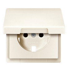 Накладка на розетку Schneider Electric MERTEN SYSTEM DESIGN, с заземлением, со шторками, с крышкой, бежевый