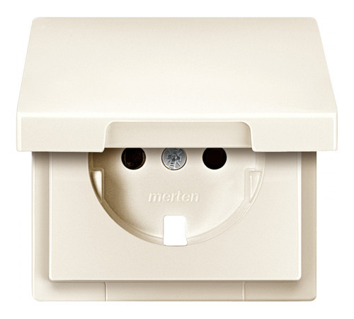 Накладка на розетку Schneider Electric MERTEN SYSTEM DESIGN, с заземлением, со шторками, с крышкой, бежевый