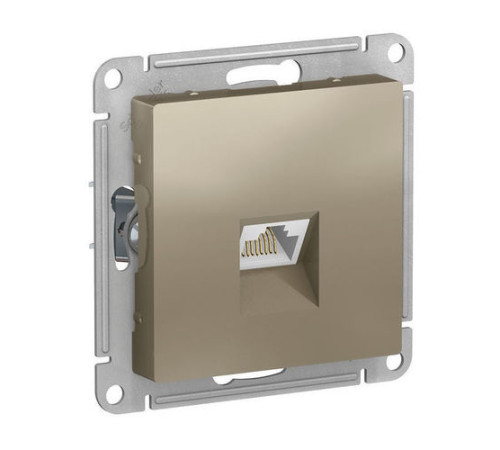 Розетка компьютерная RJ45 Cat.6 Systeme Electric ATLASDESIGN, скрытый монтаж, шампань, ATN000586