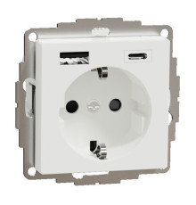 Розетка с 2xUSB Schneider Electric MERTEN SYSTEM M, скрытый монтаж, с заземлением, активный белый, MTN2367-0325