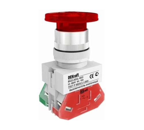 Выкл. кноп. грибок с фикс. AEAL 22 мм Цвет:КРАСНЫ