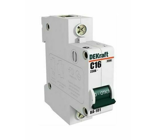 Автоматический выключатель DekRaft ВА-101, 1 полюс, 10А, С, 4,5 кА