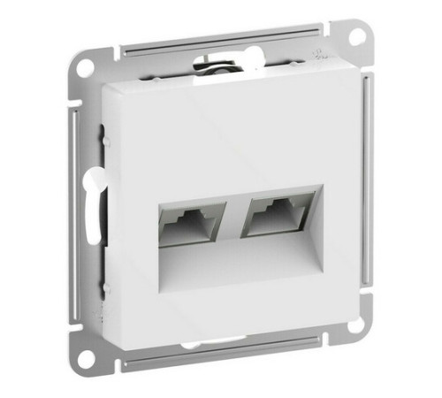 Розетка компьютерная 2xRJ45 Cat.6 Systeme Electric ATLASDESIGN, скрытый монтаж, белый, ATN000188