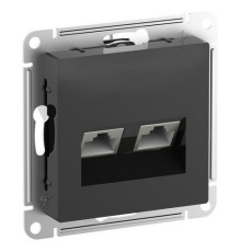 Розетка компьютерная 2xRJ45 Cat.6 Systeme Electric ATLASDESIGN, скрытый монтаж, карбон, ATN001088