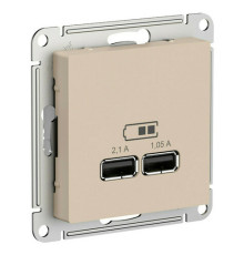 Розетка 2xUSB Systeme Electric ATLASDESIGN, скрытый монтаж, песочный, ATN001233