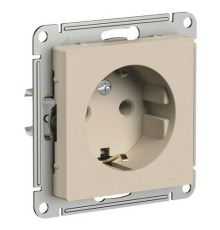 Розетка Systeme Electric ATLASDESIGN, скрытый монтаж, с заземлением, песочный, ATN001243