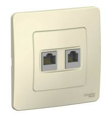 Розетка телефонная+компьютерная RJ11+RJ45 Systeme Electric BLANCA, скрытый монтаж, молочный, BLNIS045112