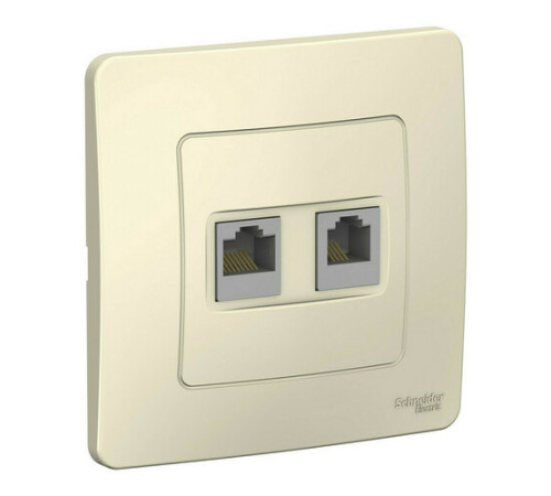 Розетка телефонная+компьютерная RJ11+RJ45 Systeme Electric BLANCA, скрытый монтаж, молочный, BLNIS045112