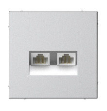 Розетка компьютерная двойная RJ45+RJ45 кат.5е Systeme Electric ARTGALLERY, скрытый монтаж, алюминий