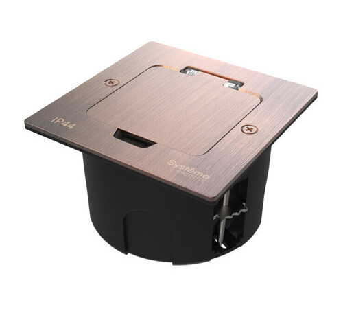 Systeme Elecrtic MultiDesk Медь Лючок на 2 модуля IP44 с монтажной коробкой для стены, фальшпола, стола, тип MDK20