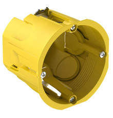 Монтажная коробка IP20 глуб. 60мм (со стикером для DIY) для полых стен и гипрока, цвет - желтый