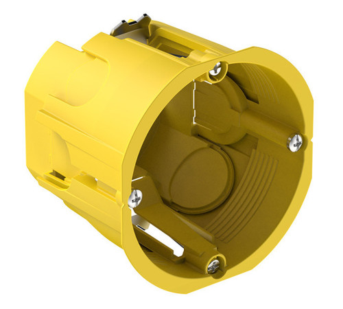 Монтажная коробка IP20 глуб. 60мм (со стикером для DIY) для полых стен и гипрока, цвет - желтый