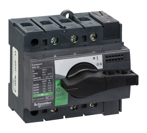 Рубильник Schneider Electric Interpact INS 63А 3P, фронтальное исполнение