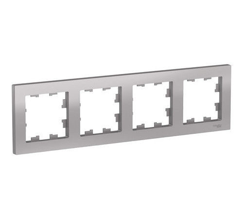 Рамка 4 поста Systeme Electric ATLASDESIGN, алюминий