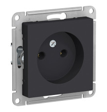 Розетка Systeme Electric ATLASDESIGN, скрытый монтаж, без заземления, карбон