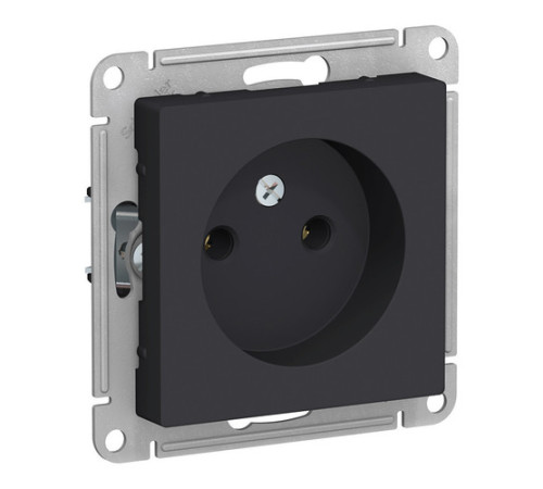 Розетка Systeme Electric ATLASDESIGN, скрытый монтаж, без заземления, карбон