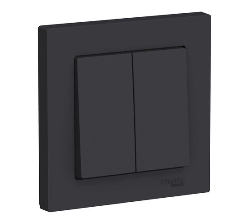 Выключатель 2-клавишный Systeme Electric ATLASDESIGN, скрытый монтаж, карбон