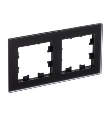 Рамка 2 поста Systeme Electric ATLASDESIGN NATURE, черное матовое стекло (пластик)