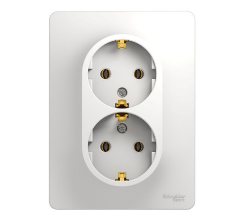 Розетка двухместная Systeme Electric GLOSSA, скрытый монтаж, с заземлением, белый