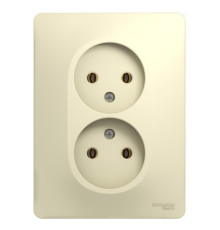 Розетка двухместная Systeme Electric GLOSSA, скрытый монтаж, без заземления, бежевый